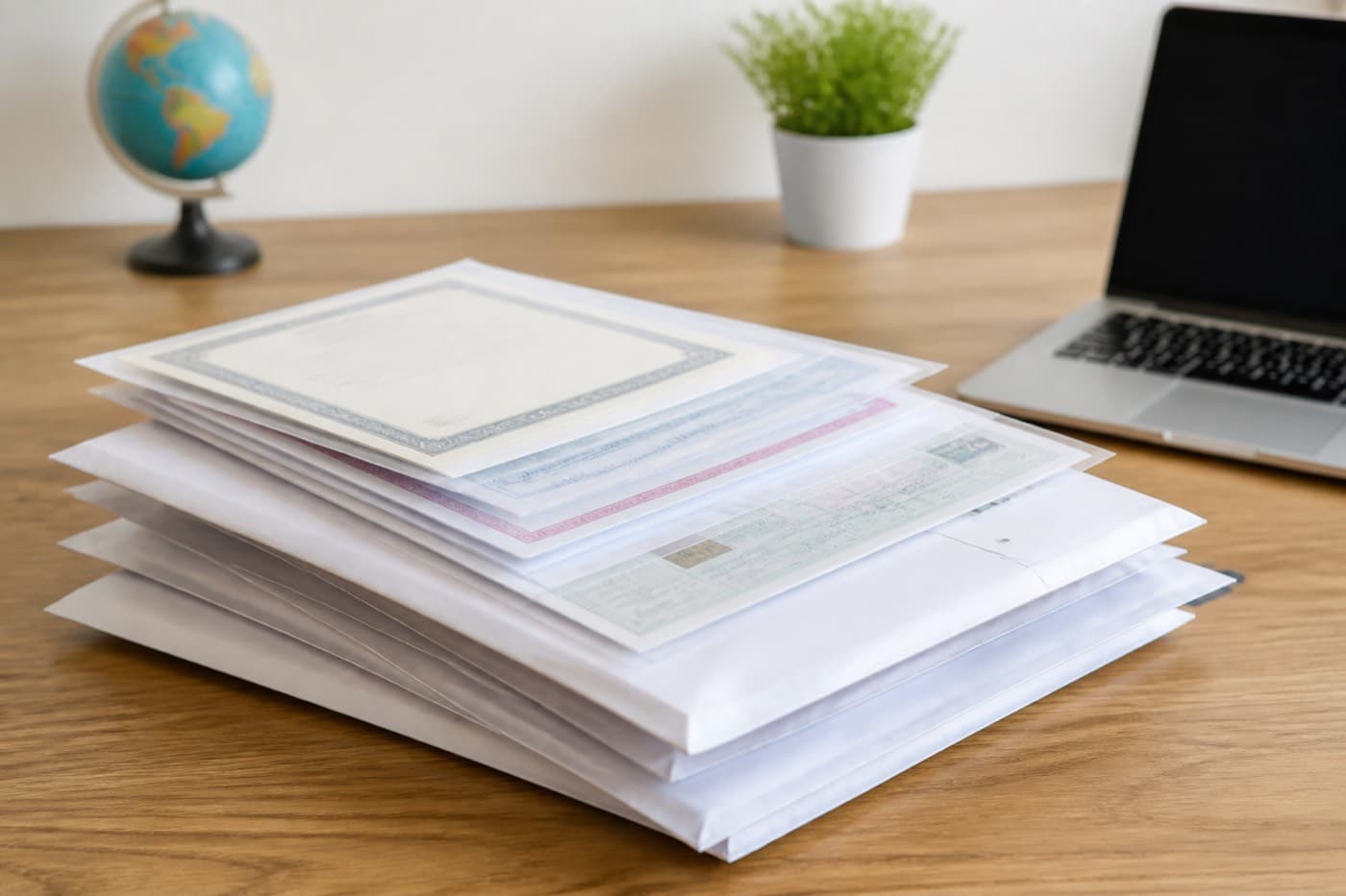 Document courier envelopes for certificates and visa papers shipped abroad from India