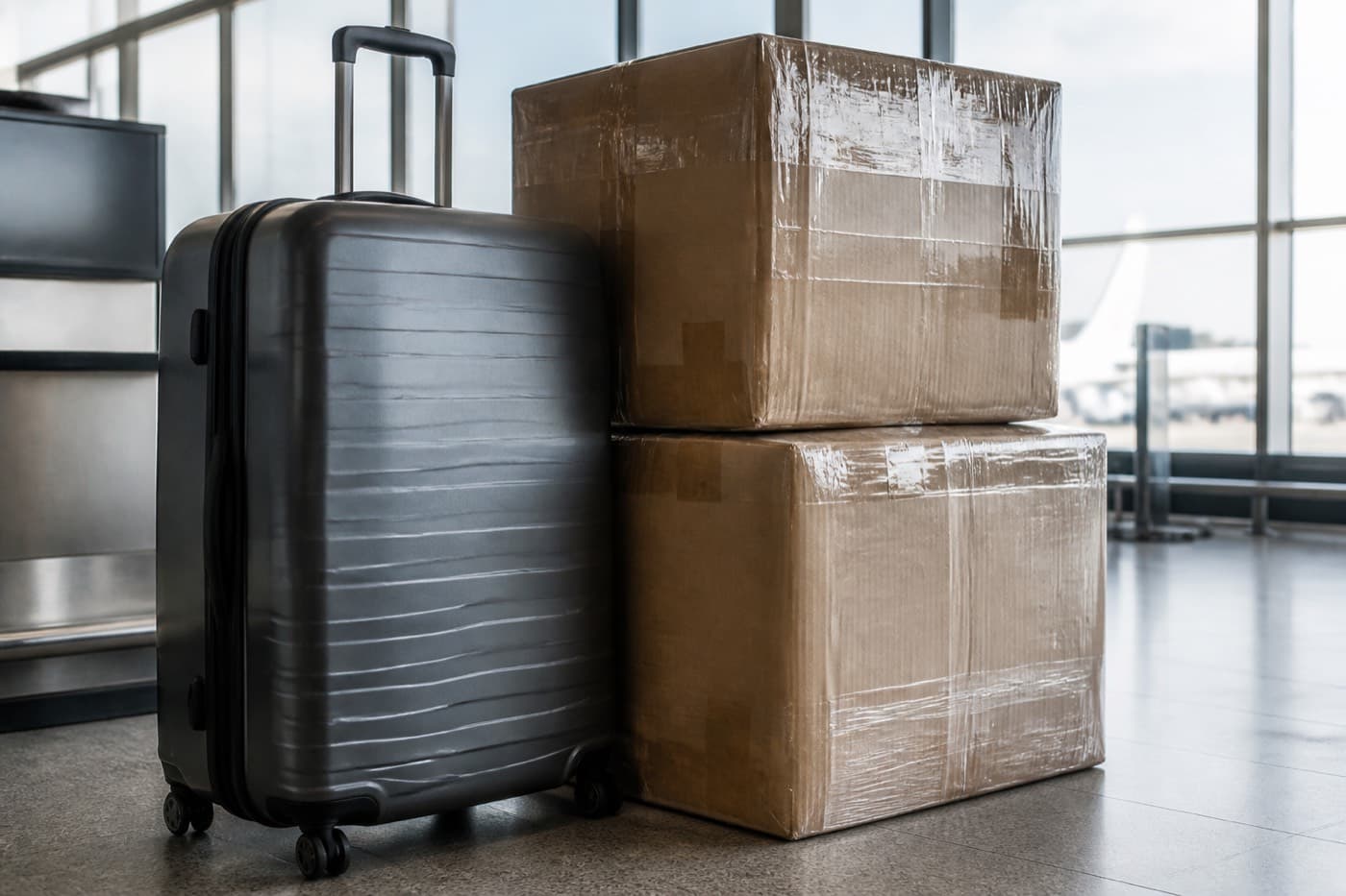 Excess baggage and luggage cartons ready for overseas shipping from India